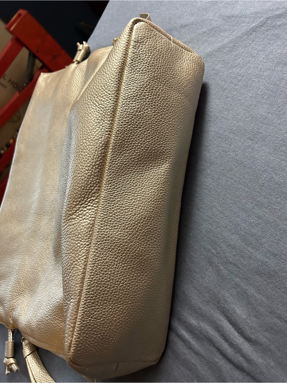 Everyday Metallic Gold Pebbled Leather Tote - Picture 5 of 7